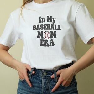 White Graphic T-Shirt with Baseball Print